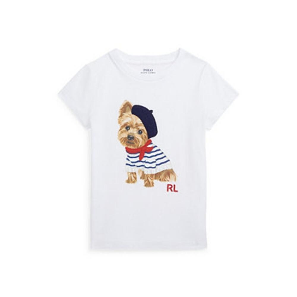 Polo Ralph Lauren Girl's Yorkie-Print Cotton Jersey T-Shirt Sz 4